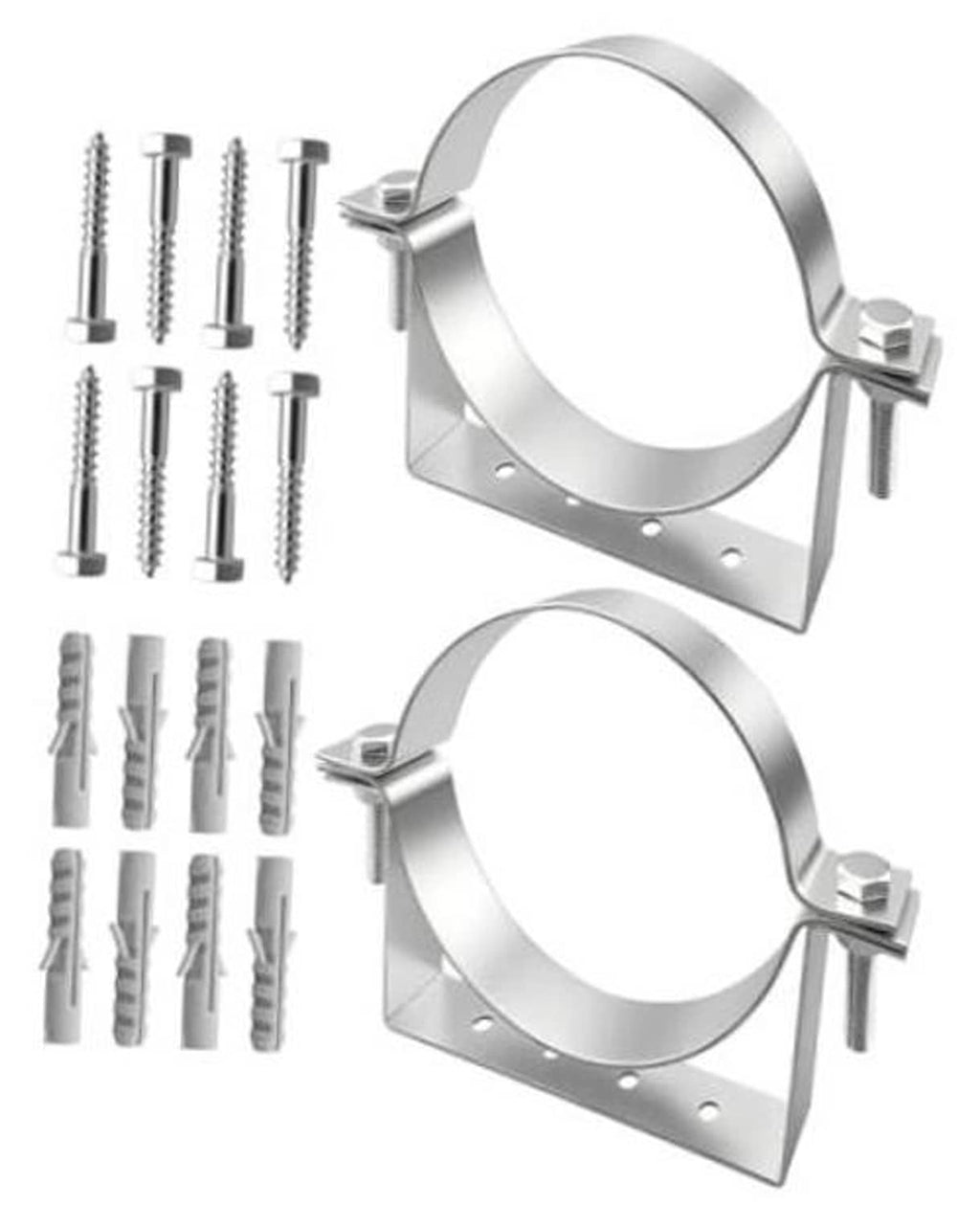 2-pack 6-inch steel pipe hanger brackets with screws and wall mounting plates