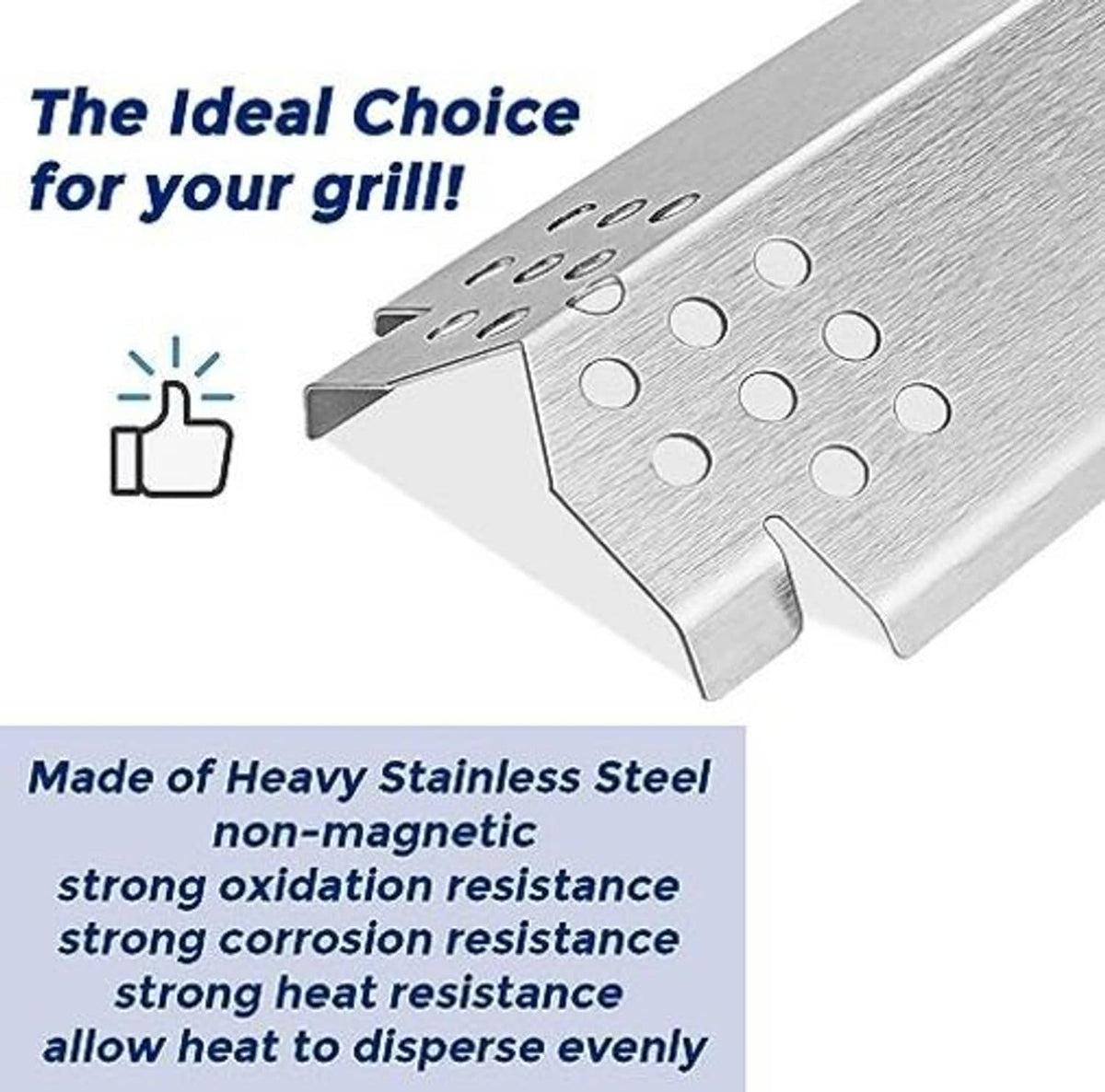Perforated stainless steel heat plate insert with vent holes and mounting bracket