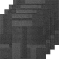 Mixed gray carpet tile square with textured low-pile fabric surface and attached padding