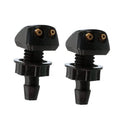 Universal windshield washer nozzle set, black plastic with two brass spray ports