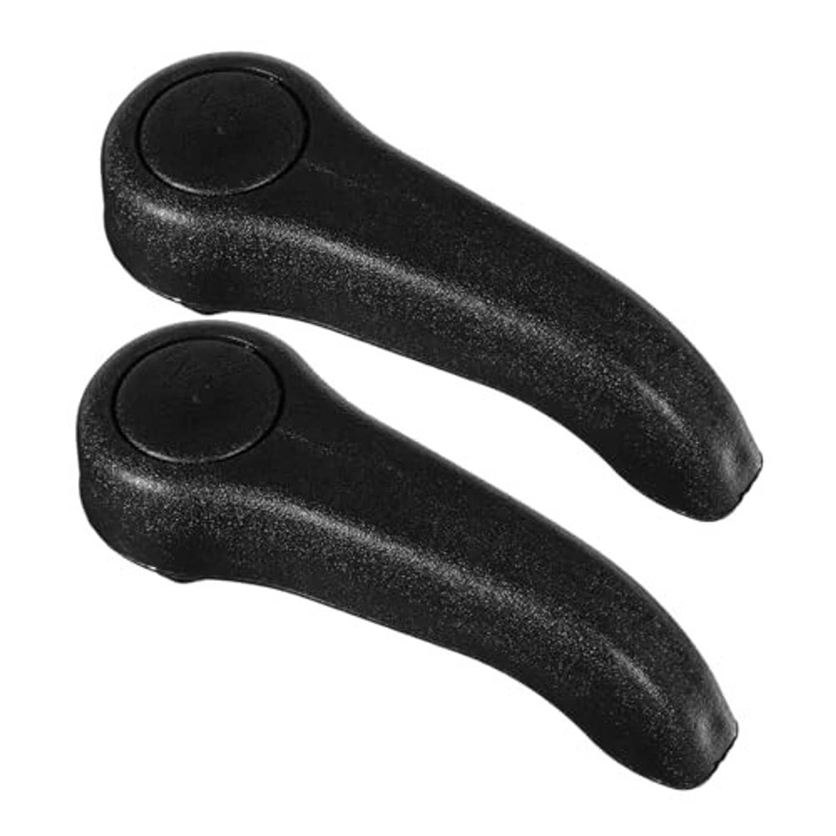 Two black recliner lever handles for adjusting car seat back position