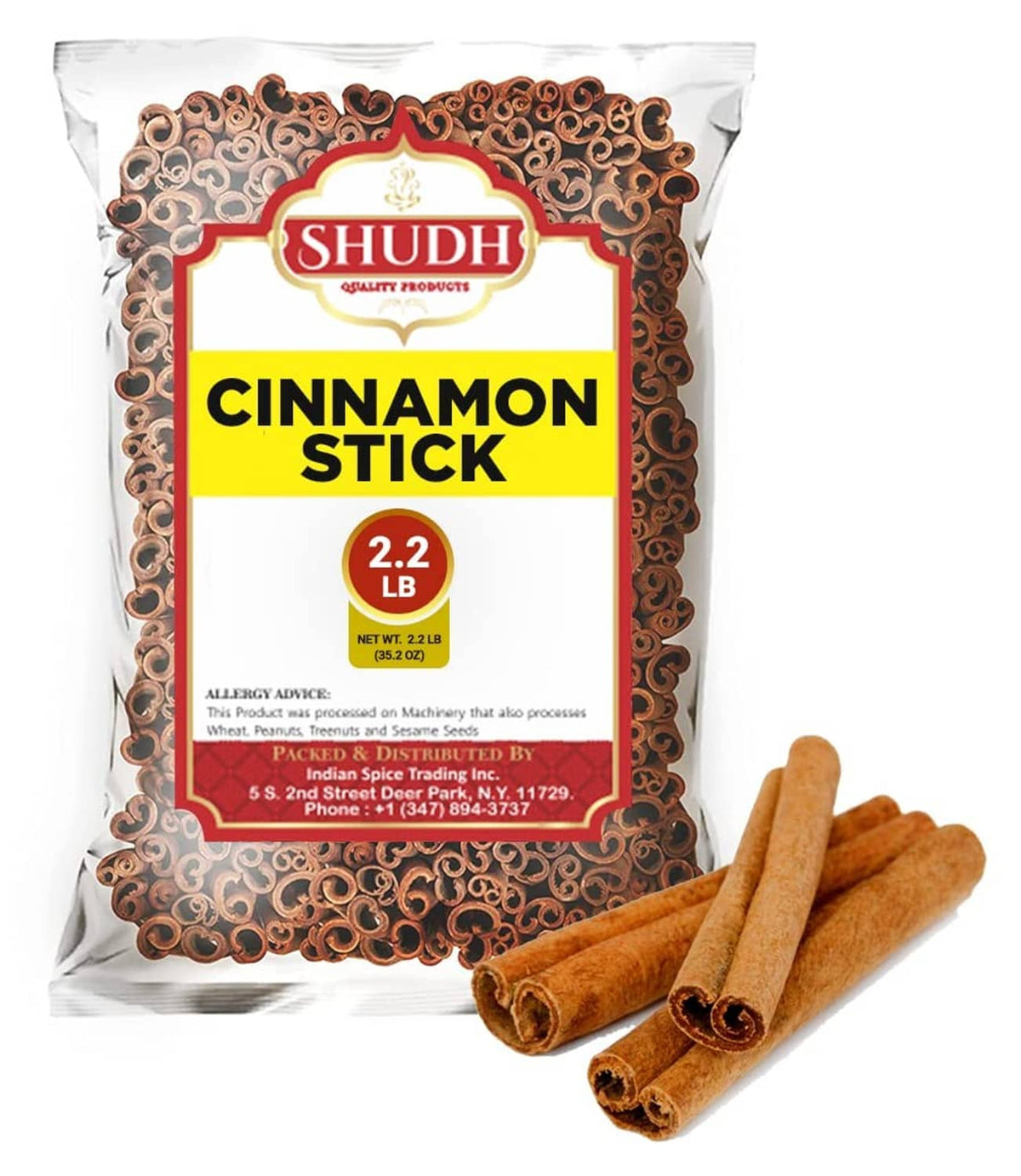 Cinnamon stick pouch with SHUDH label and cinnamon sticks