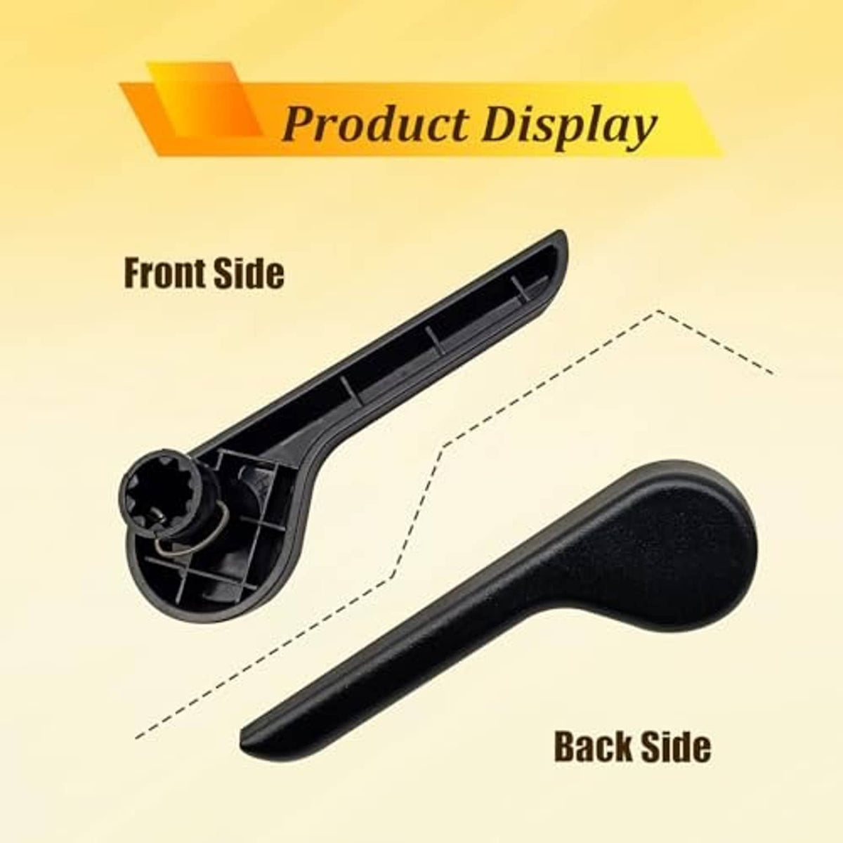 Seat recliner handle front and back view with release base