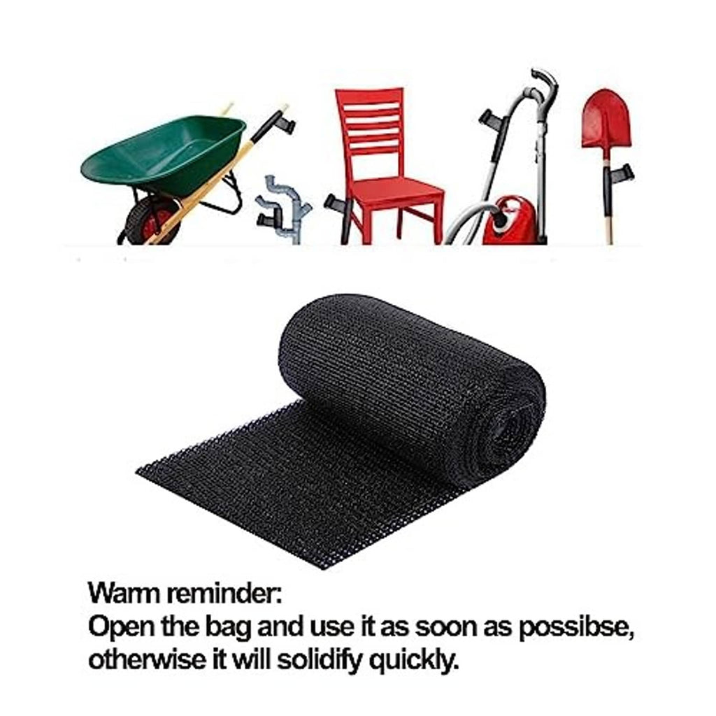 Black fiberglass exhaust repair wrap roll with flat sheet strip, ready to apply.