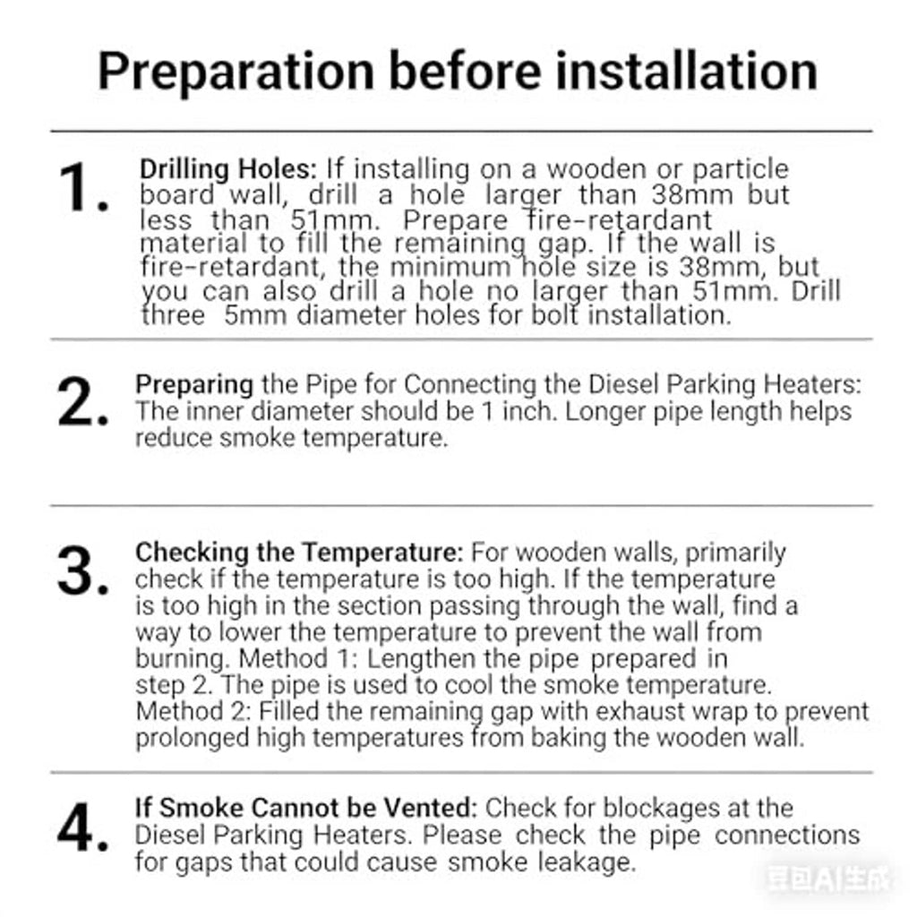 Preparation before installation guide for thru-hull exhaust pipe and mounting through walls
