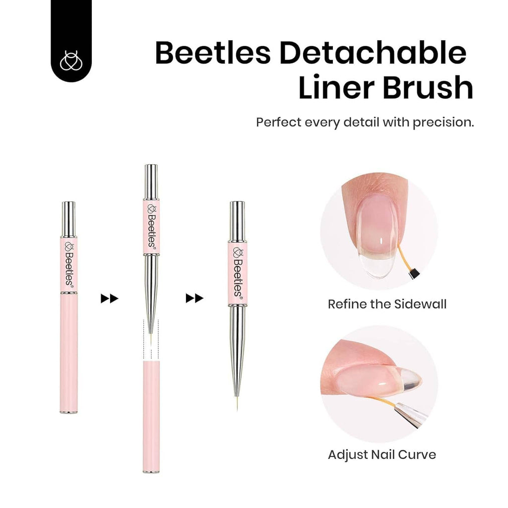 Detachable liner brush for nail art details with slim gel pen and fine tip