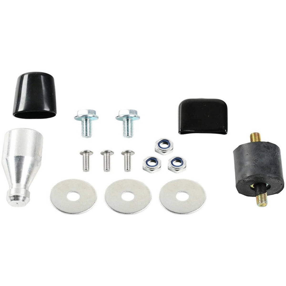 Cold air intake system kit with intake tube, filter, clamps, and mounting hardware