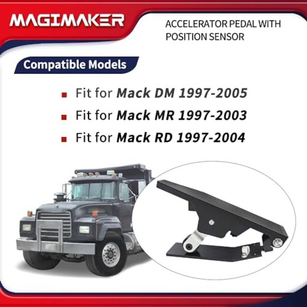 Black accelerator pedal with position sensor, pedal and close-up sensor linkage detail