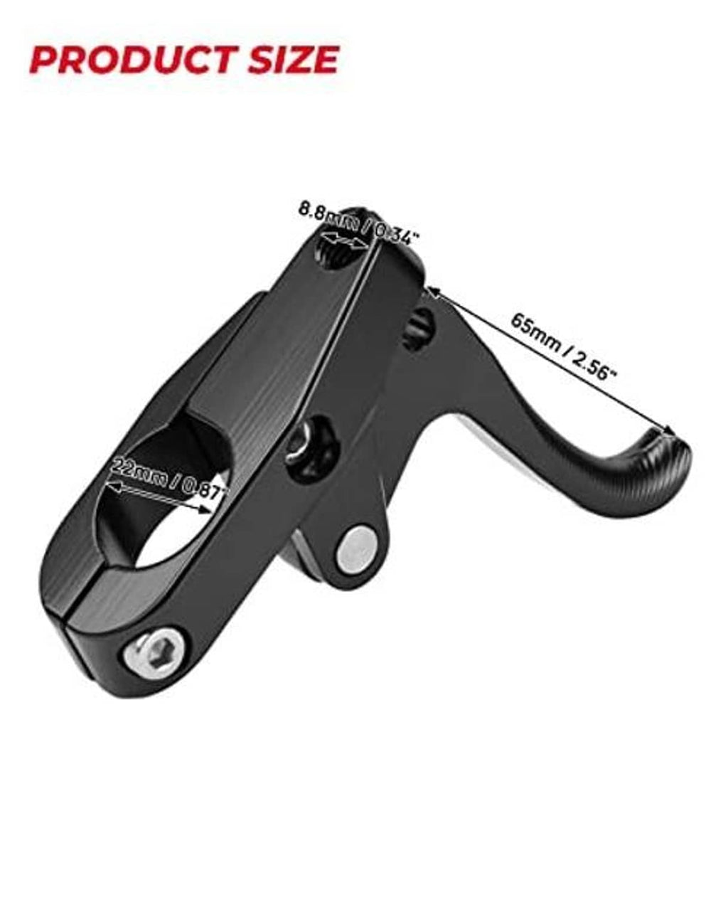 Black throttle lever with curved rubber finger grip and mounting base