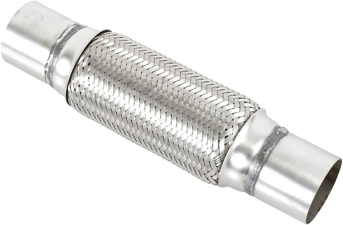 Stainless steel exhaust flex pipe with braided metal sleeve and outlet collar ends