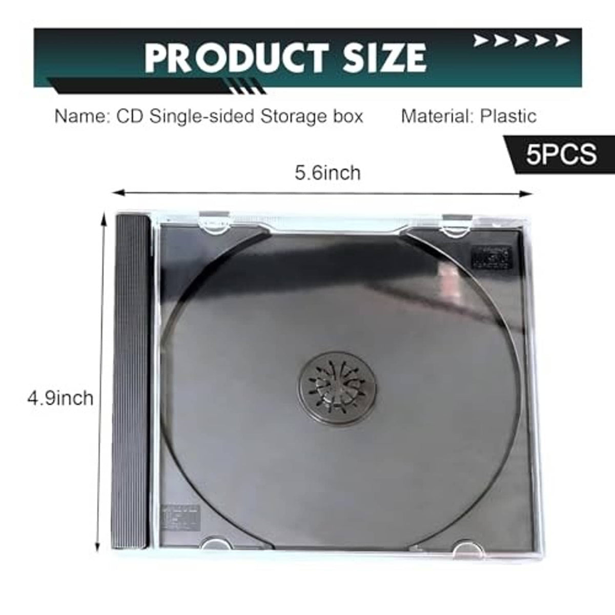 Single clear plastic CD jewel case with transparent front cover and disc tray