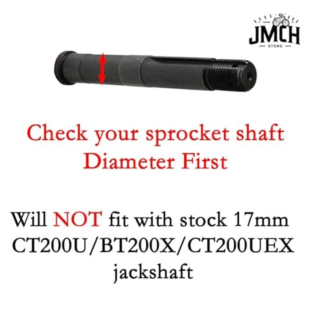 Metal sprocket spacer shaft with threaded end and spacer sleeve, dark finish.