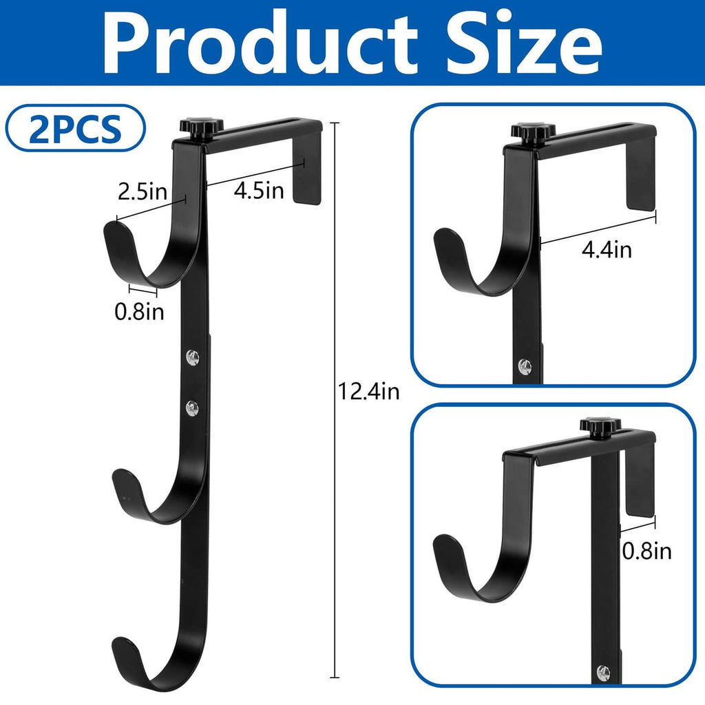 Black adjustable pool fence hook with three curved arms and top mounting clamp