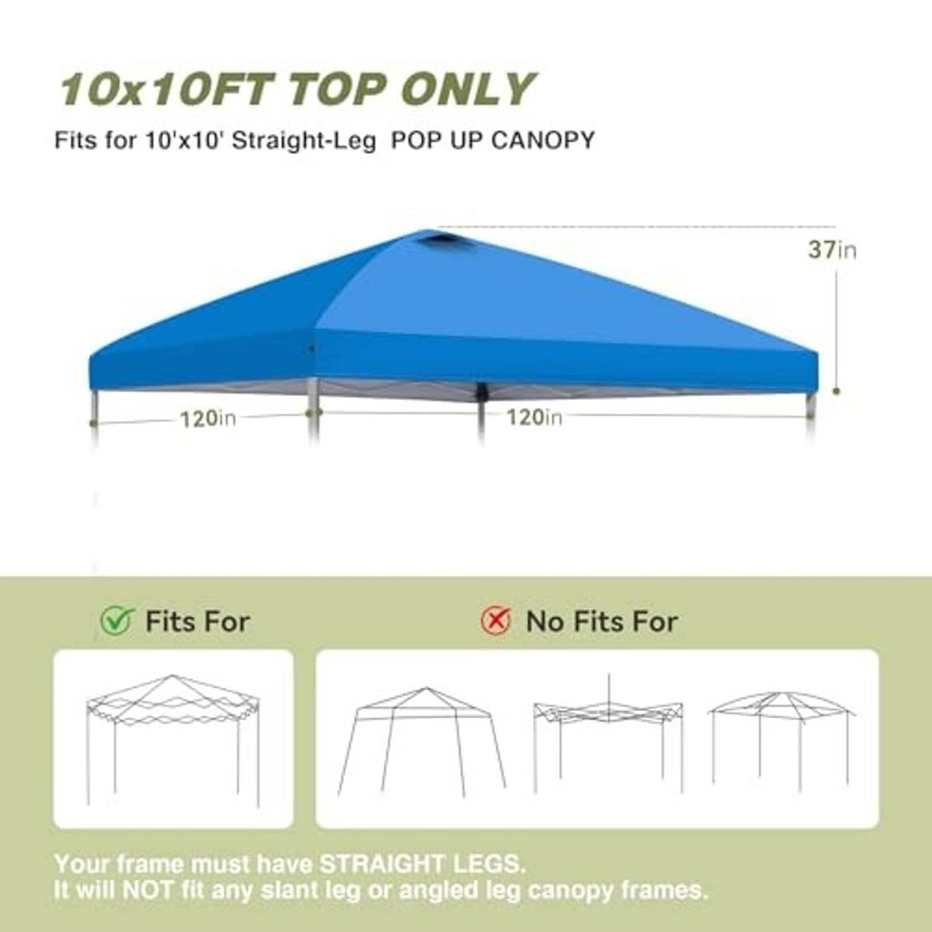 Blue 10x10ft replacement canopy top with air vent, waterproof UV cover