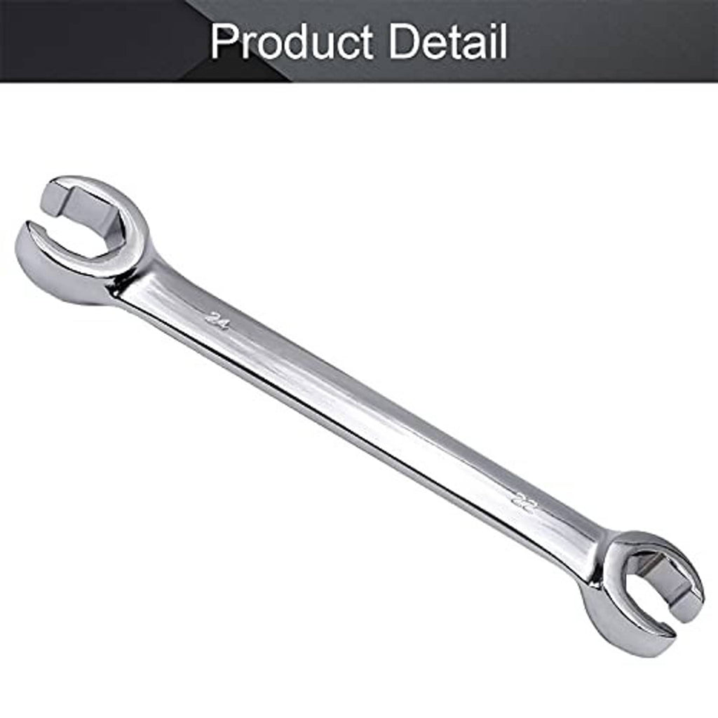 Double open-end flare nut wrench, chrome, 22mm and 24mm ends