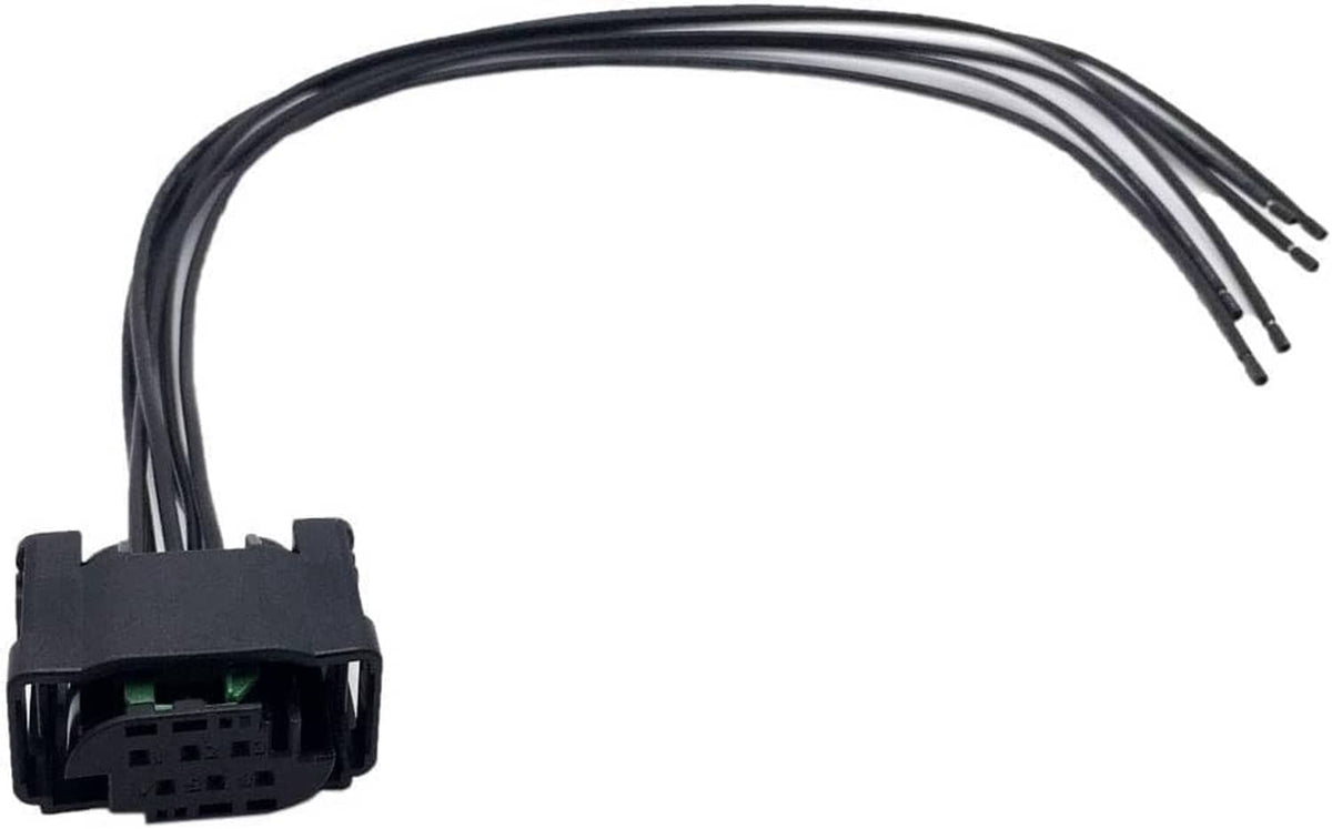 Throttle body wiring connector with black wire pigtail and 6-pin plug end