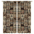 Rustic moose and forest patterned curtain panel with rod pocket and hanging loops