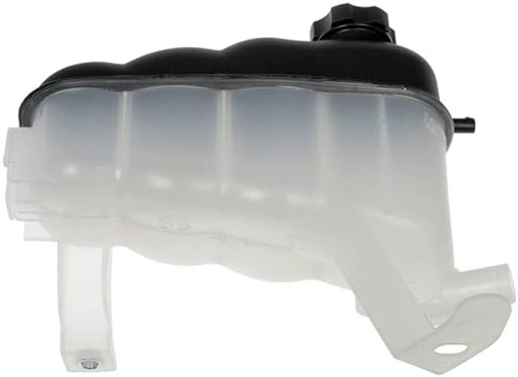 Translucent coolant reservoir with black cap and outlet fitting