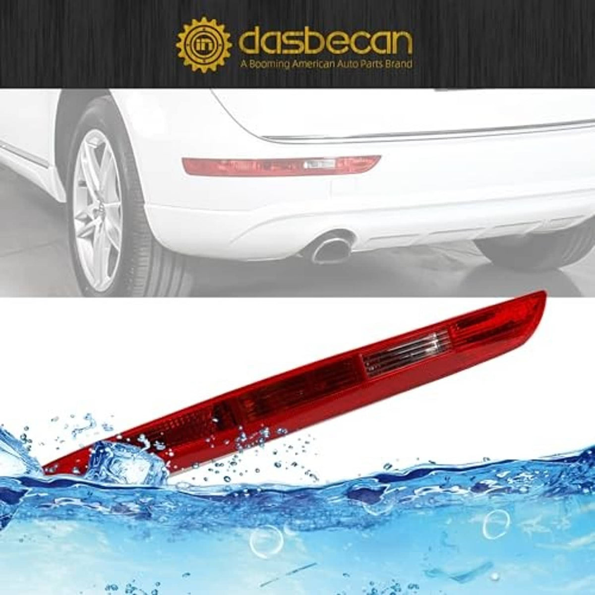 Red rear tail light bar lens with segmented light strips