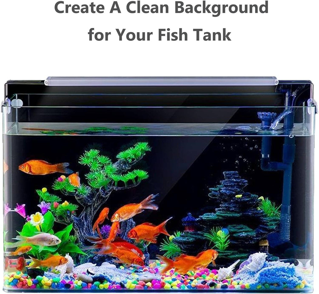 Black static-cling aquarium background installed on the tank back glass