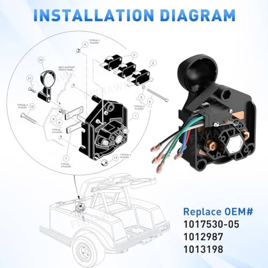 Installation diagram of forward/reverse switch assembly with wiring and connectors