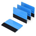 Plastic felt edge squeegee for vinyl wrap; blue handle with black felt pad