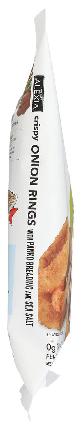 Onion rings pouch vertical view with Alexa logo and crispy onion rings artwork