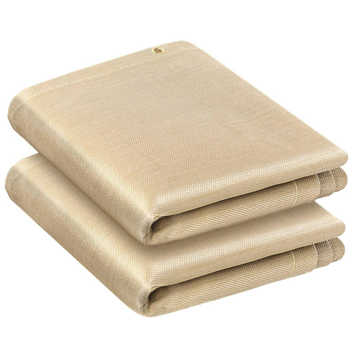 Beige welding blankets, two folded 4x6 ft sheets stacked