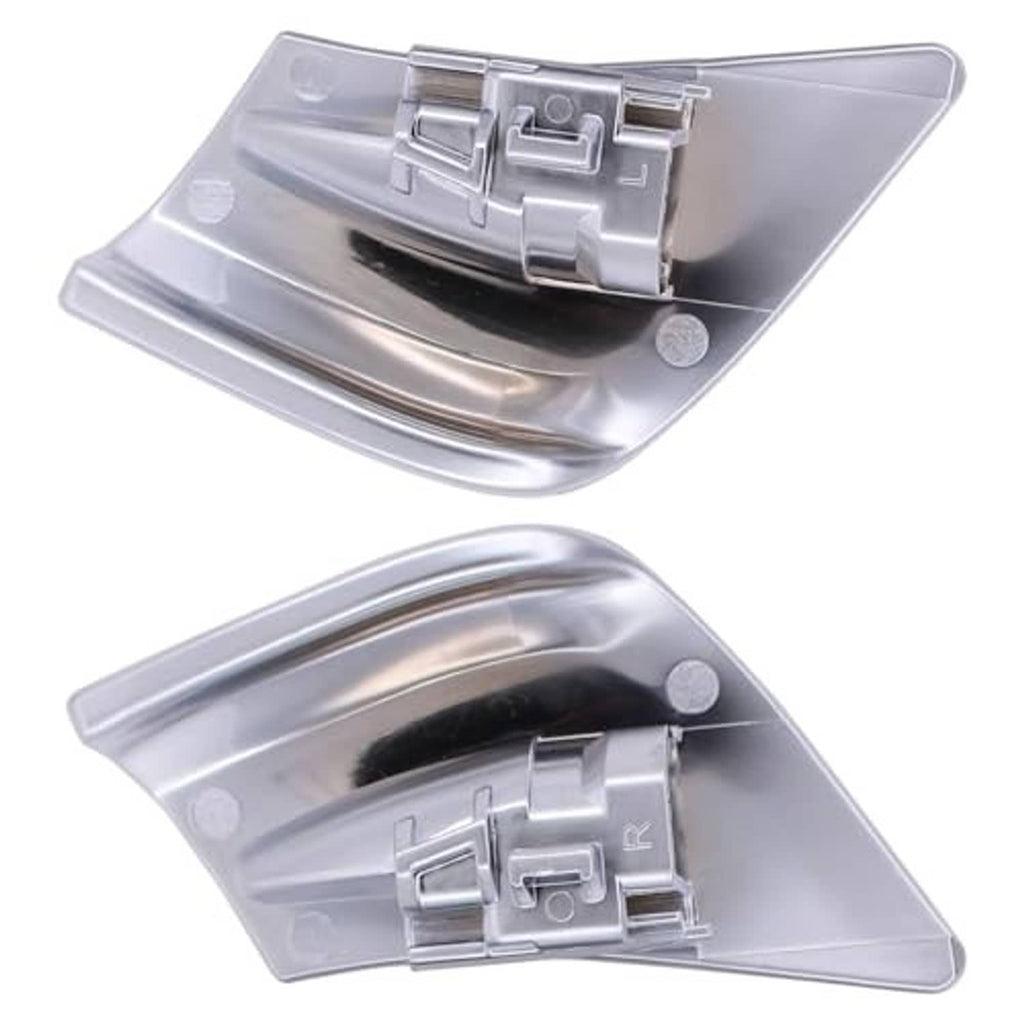 Two silver seat down handle base plates with screw holes and clip mounts