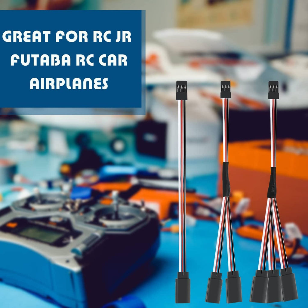 Black 3-pin Y-splitters for RC, with three lead branches and servo connectors