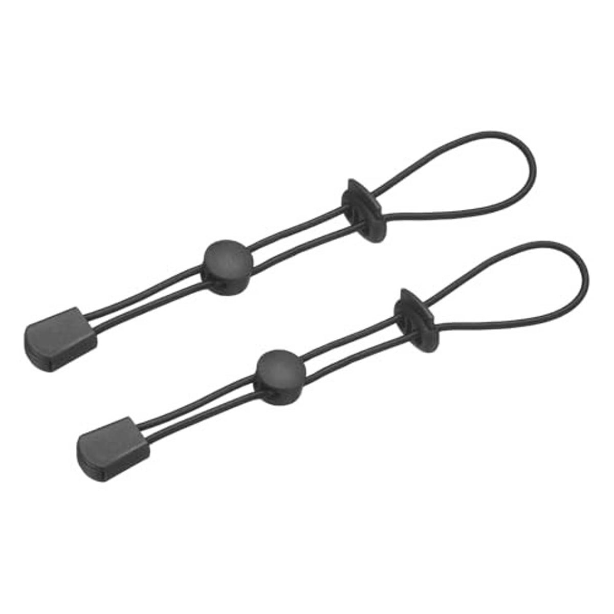 Black 2-pack elastic trekking pole holders with loop fasteners and end caps