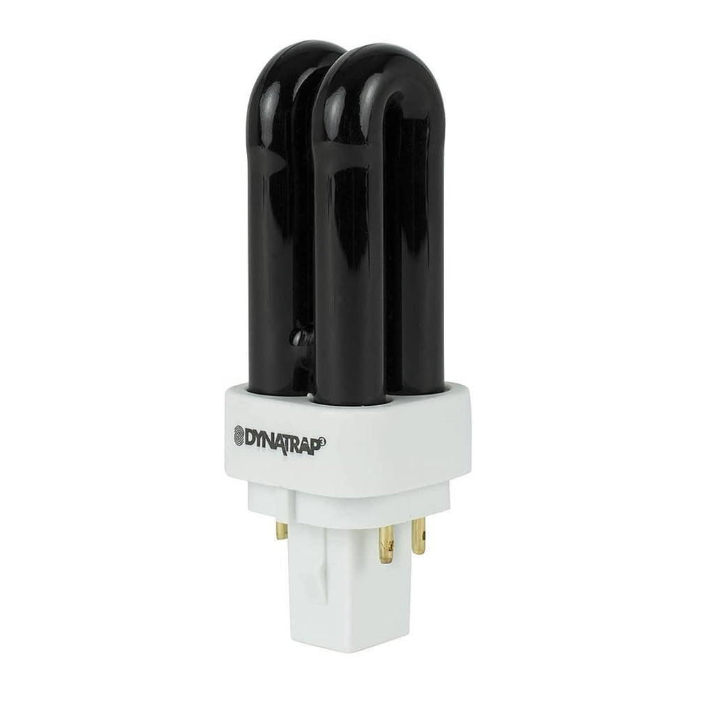 Black DynaTrap UV replacement bulb with white socket base and two-pin ends