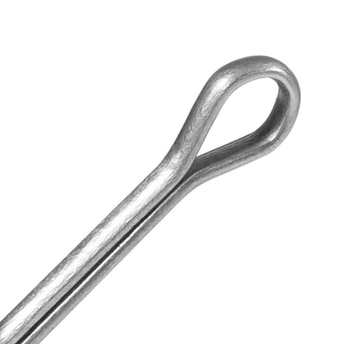 Steel guide rod or pin for floor jack seal replacement, silver with looped eye