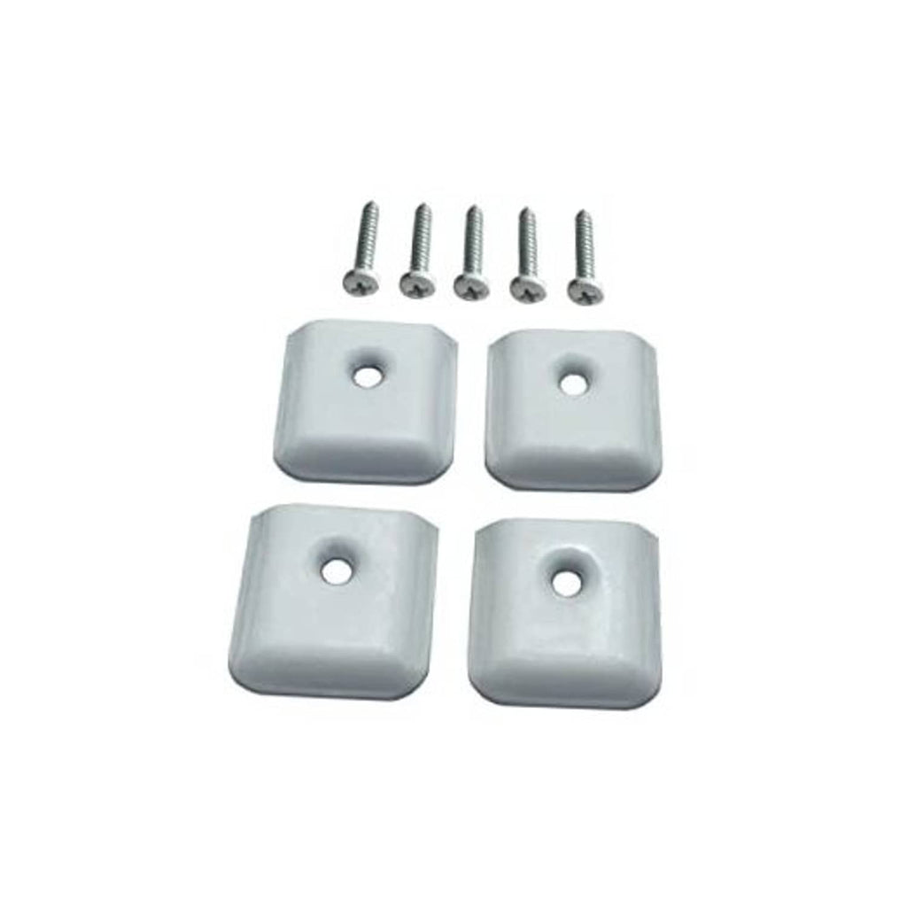 Aluminum flat end caps with mounting holes and screws, white set of 4