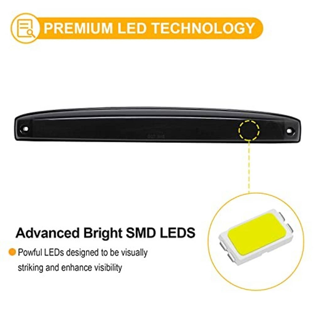 Smoked red LED tailgate light bar with red LED strip, black housing