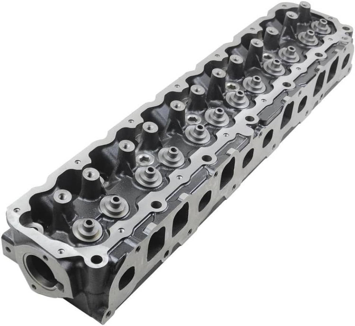 Cylinder head with valve rockers and threaded camshaft area