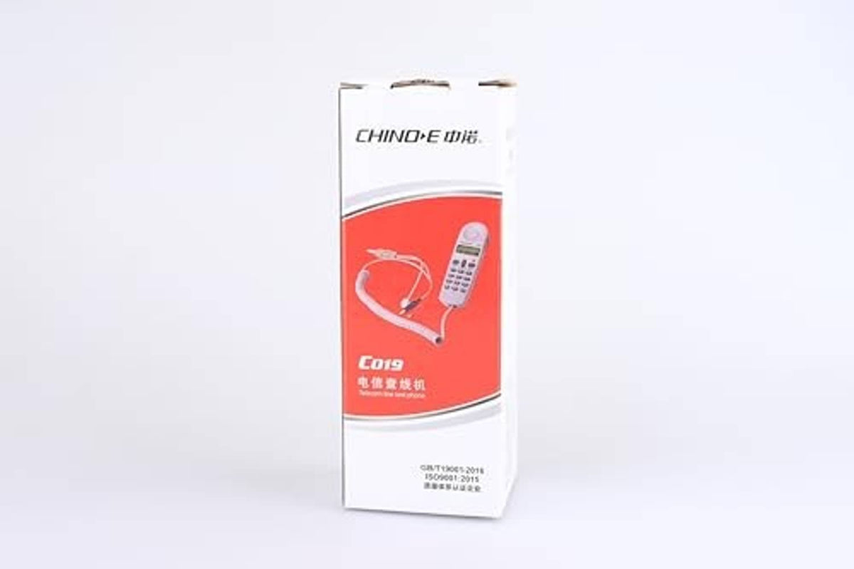 Retail box packaging for phone line tester with handset and cable icon