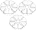 3-pack clear round bead organizer boxes with 8 grid compartments, plastic storage