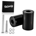 Black handlebar riser extension set with two cylindrical spacers and mounting hardware