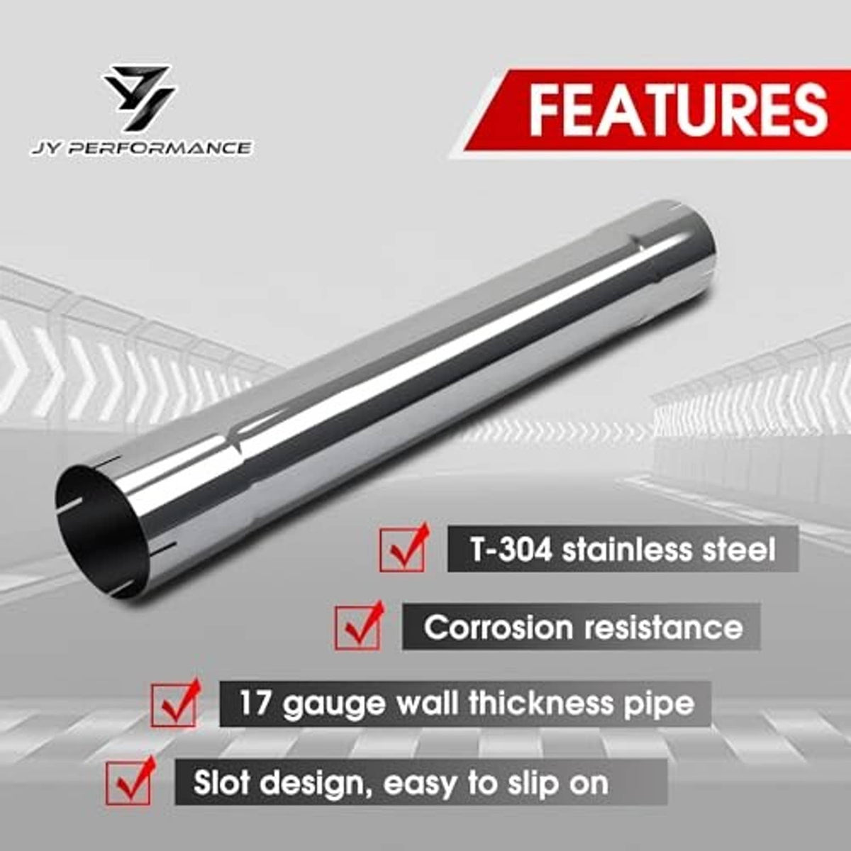 T304 stainless steel muffler replacement pipe with slot design and black end