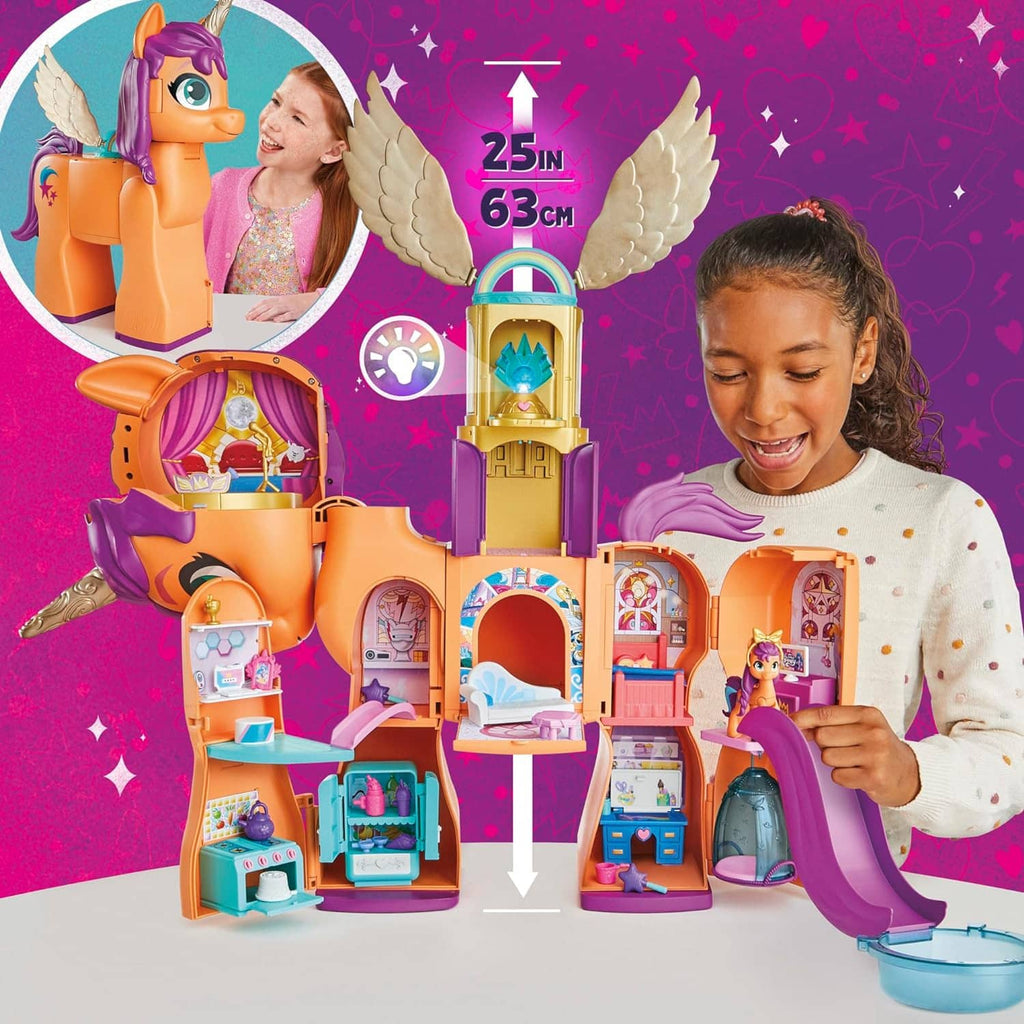 Sunny’s 25-inch transforming My Little Pony playset with winged doll and accessories