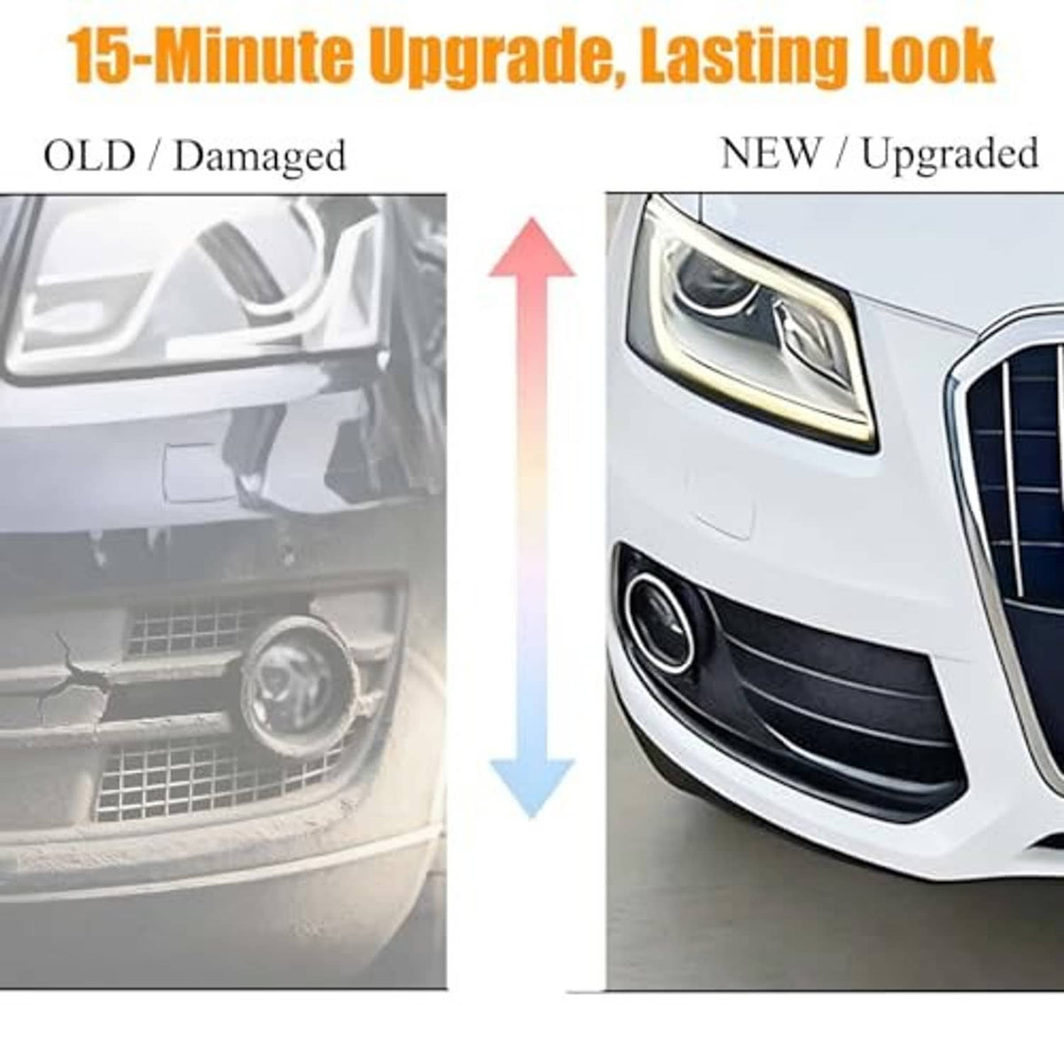 Black fog light grille insert covers, pair, with round light openings