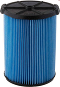 Pleated paper vacuum filter with blue media and black top rim