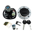 Ignition switch and fuel gas cap set with keys, wiring connector, and mounting ring