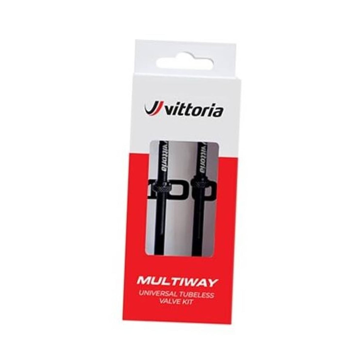 Vittoria Multiway universal tubeless valve kit, black valve set on blister pack