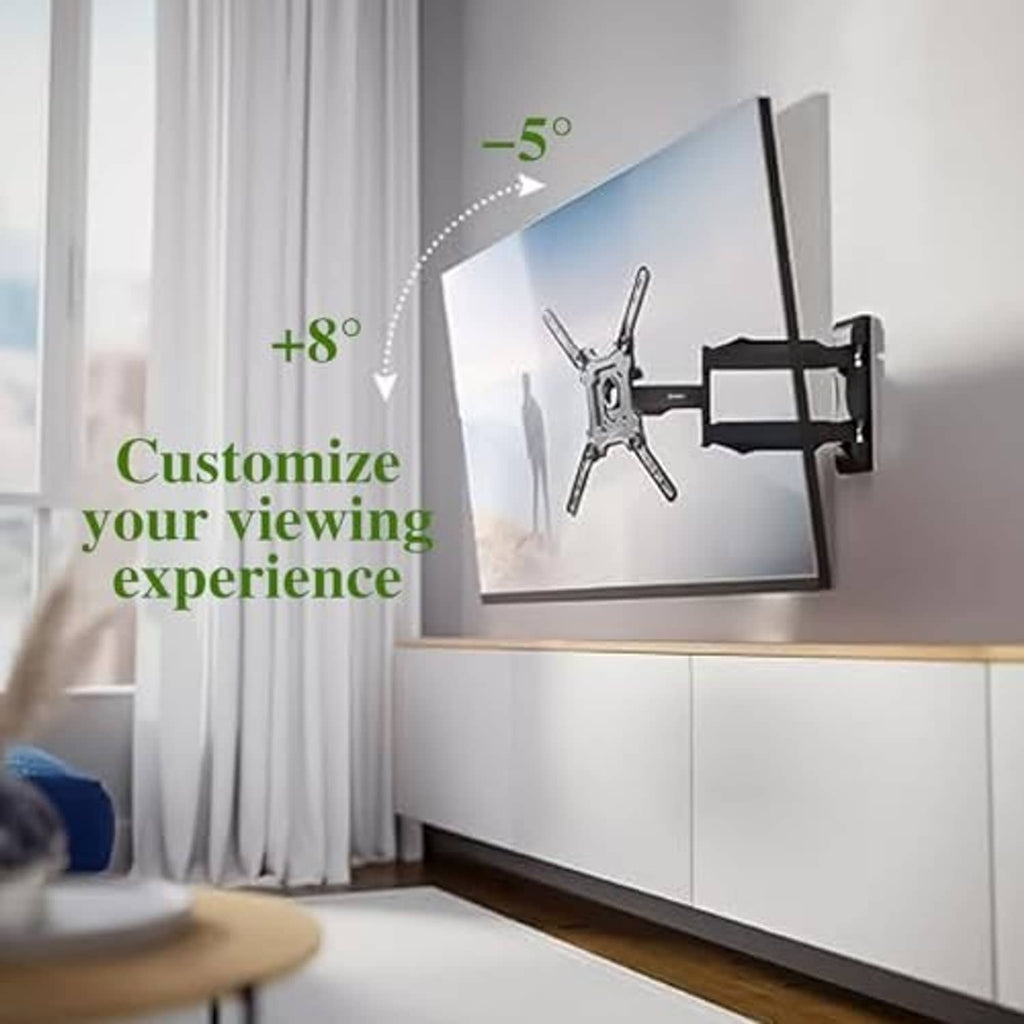 Tilting TV wall mount showing adjustable upward and downward viewing angles