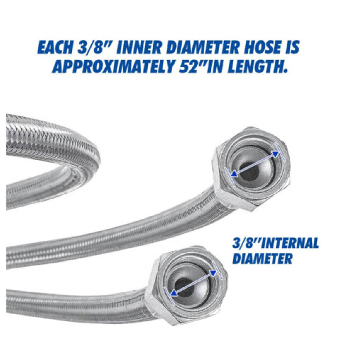 3/8 in internal diameter braided transmission hoses with flare fittings