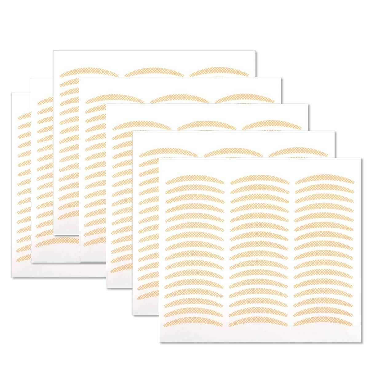Stack of invisible single-side eyelid tape sticker sheets with gold wavy strips