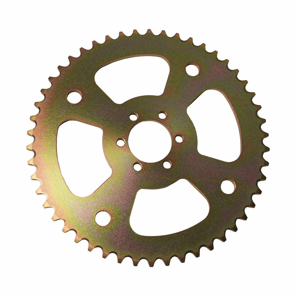 Rear chain sprocket gear with iridescent zinc coating, 6 mounting holes, 50 teeth