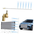 Car radiator cleaning wand with long white pole and brass quick-connect nozzle
